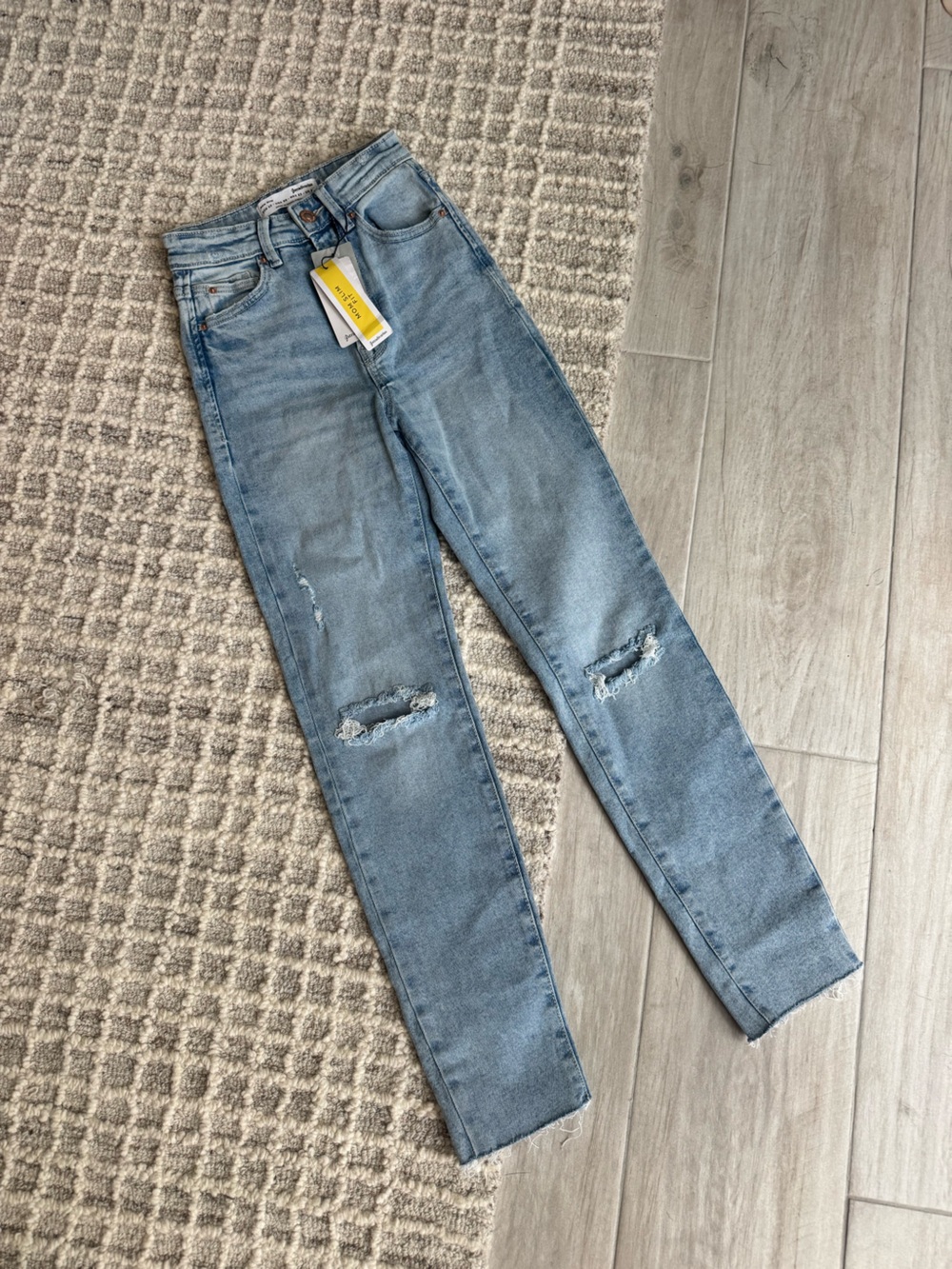 stradivarius Light Blue mom slim
